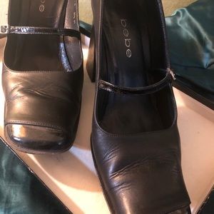 Size 8.5. Black BeBe funky high heel Mary Jane